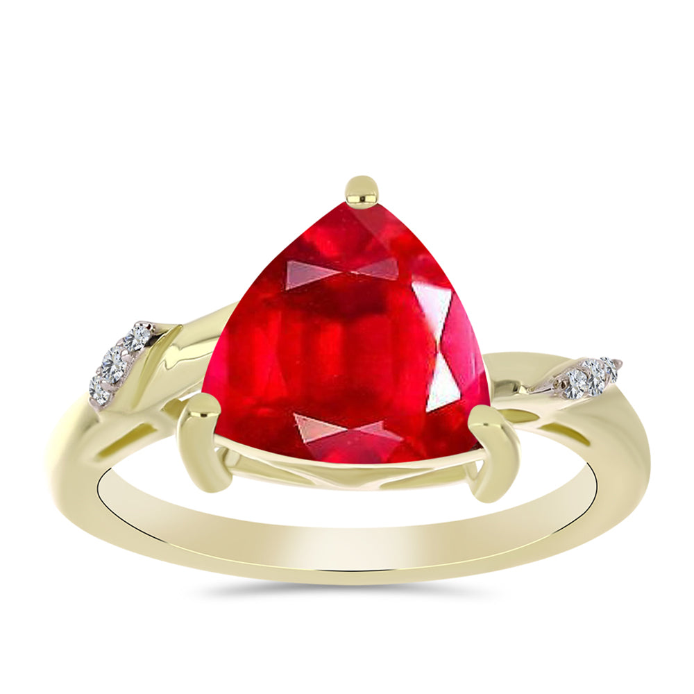 Anillo de Plata Bañada en Oro con Ágata Roja y Topacio Blanco 3 