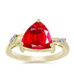 Anillo de Plata Bañada en Oro con Ágata Roja y Topacio Blanco
