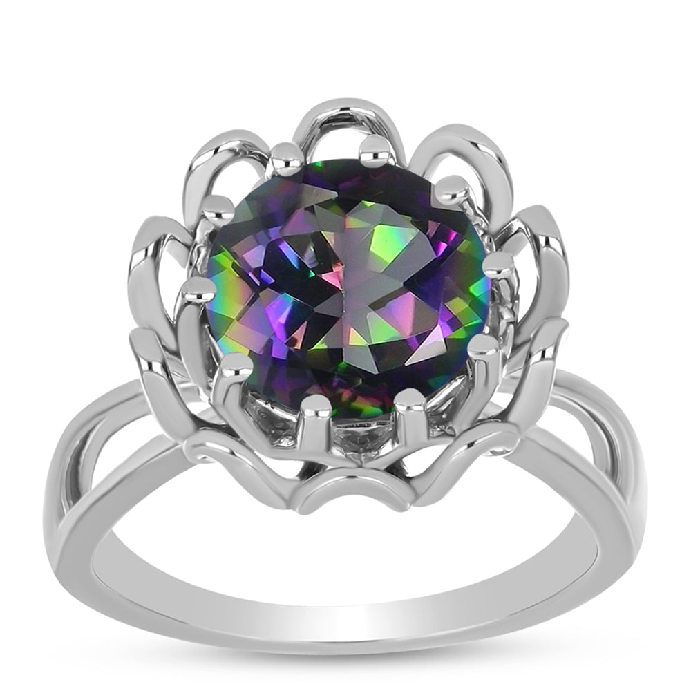 Anillo de Plata con Cuarzo Místico Verde de Brasil
