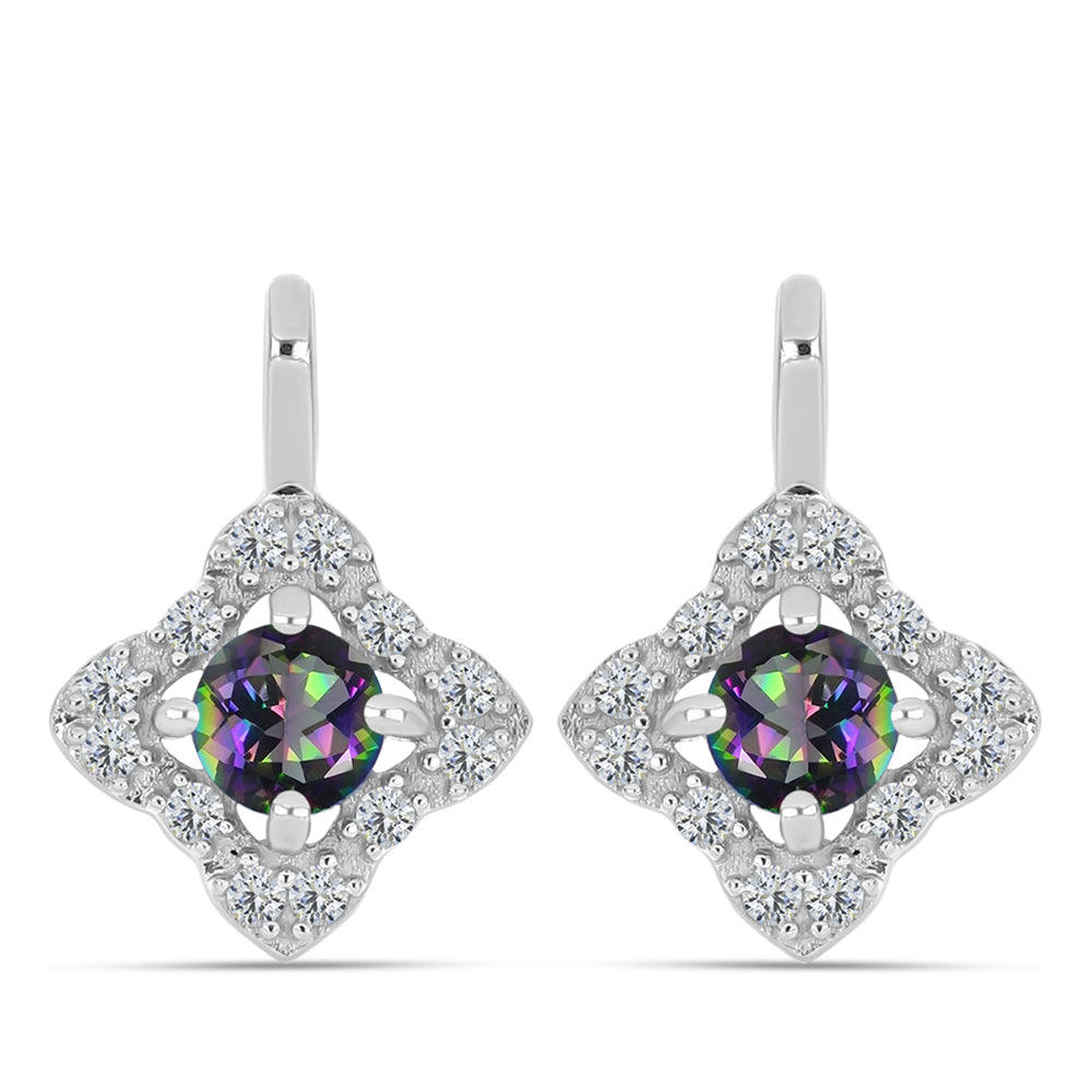 Pendientes de Plata con Cuarzo Místico Verde de Brasil y Topacio Blanco 1 