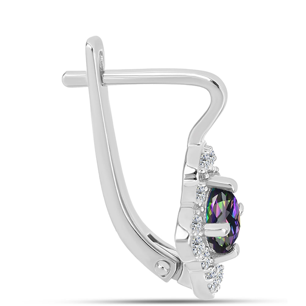 Pendientes de Plata con Cuarzo Místico Verde de Brasil y Topacio Blanco