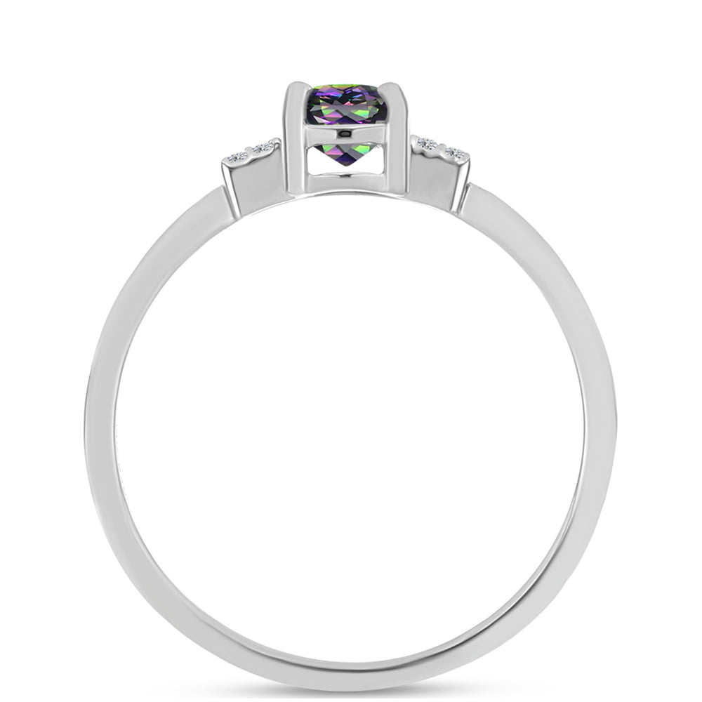 Anillo de Plata con Cuarzo Místico Verde de Brasil y Topacio Blanco 2 