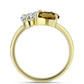 Anillo de Plata Bañada en Oro con Cuarzo Coñac y Topacio Blanco
