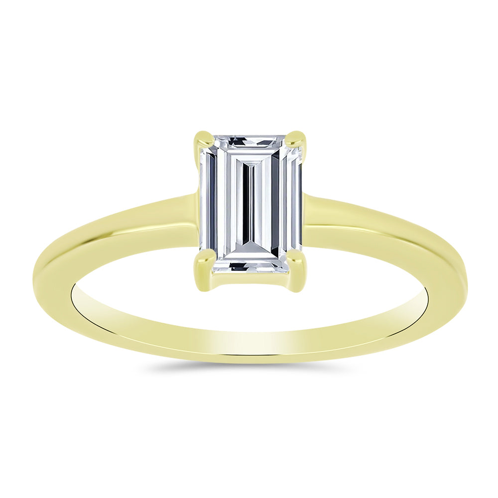Anillo de Plata Bañada en Oro con Diamante certificado y cultivado en laboratorio 7 