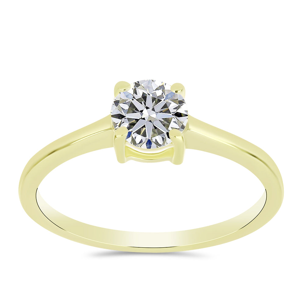 Anillo de Plata Bañada en Oro con Diamante certificado y cultivado en laboratorio