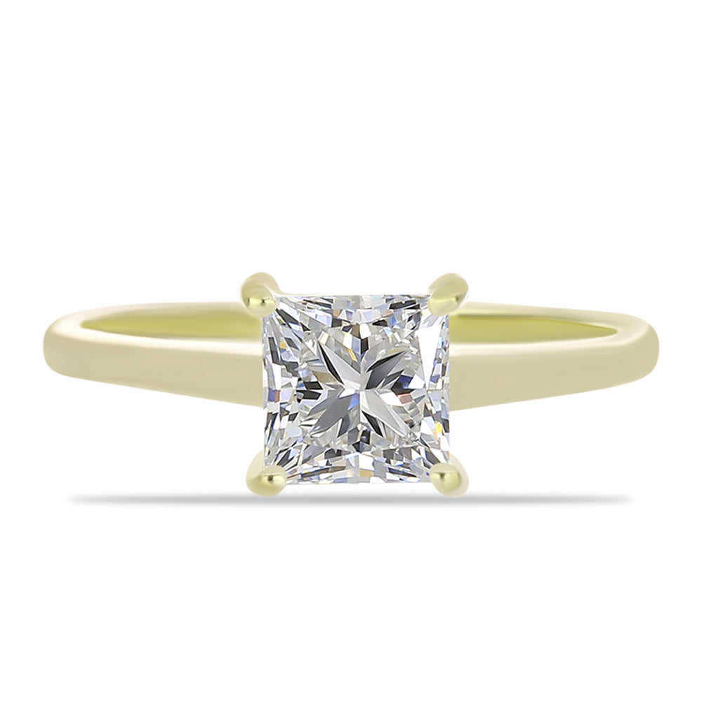 Anillo de Plata Bañada en Oro con Diamante certificado y cultivado en laboratorio