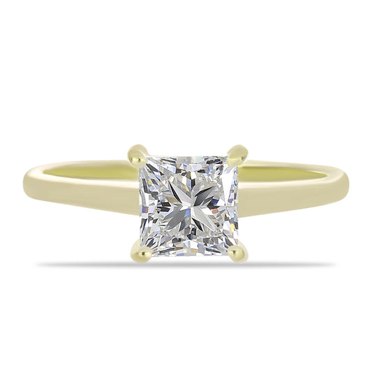 Anillo de Plata Bañada en Oro con Diamante certificado y cultivado en laboratorio