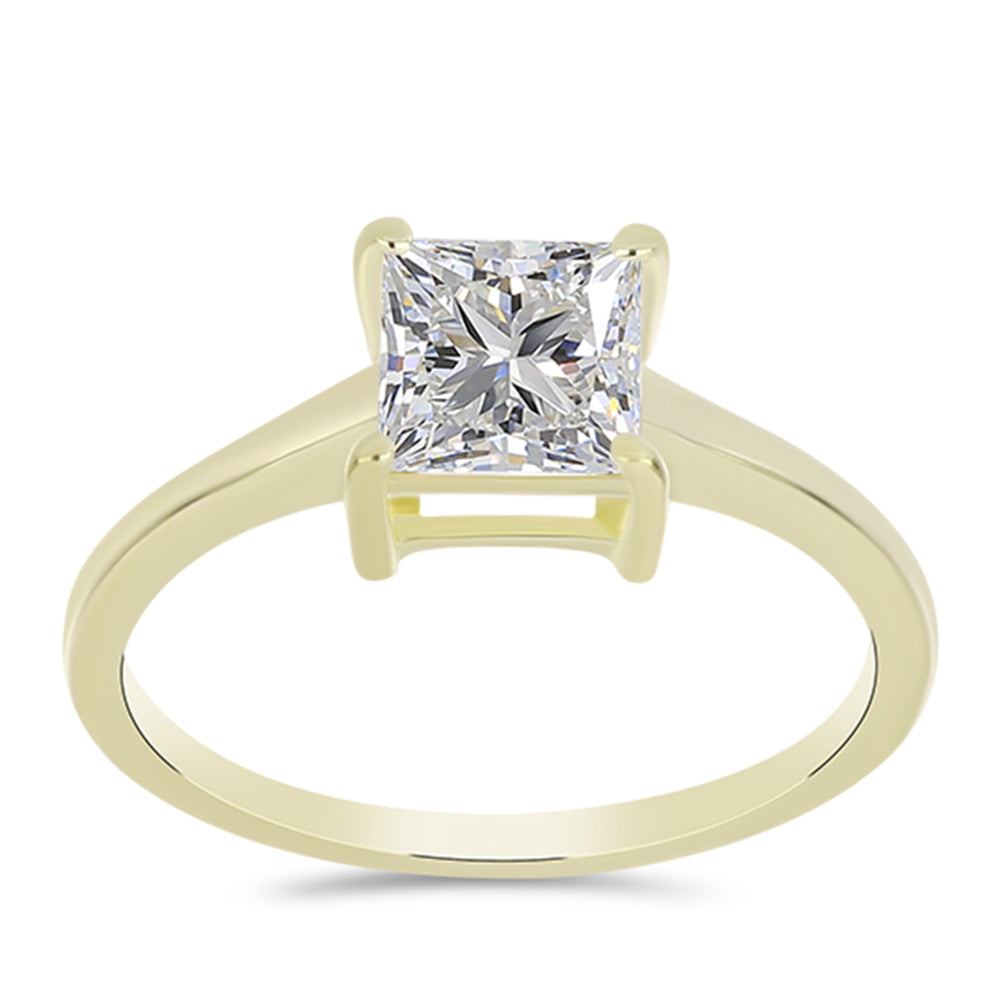 Anillo de Plata Bañada en Oro con Diamante certificado y cultivado en laboratorio