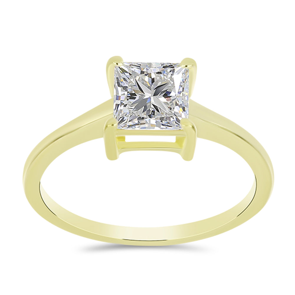 Anillo de Plata Bañada en Oro con Diamante certificado y cultivado en laboratorio 7 