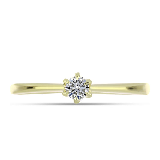 Anillo de Plata Bañada en Oro con Diamante certificado y cultivado en laboratorio