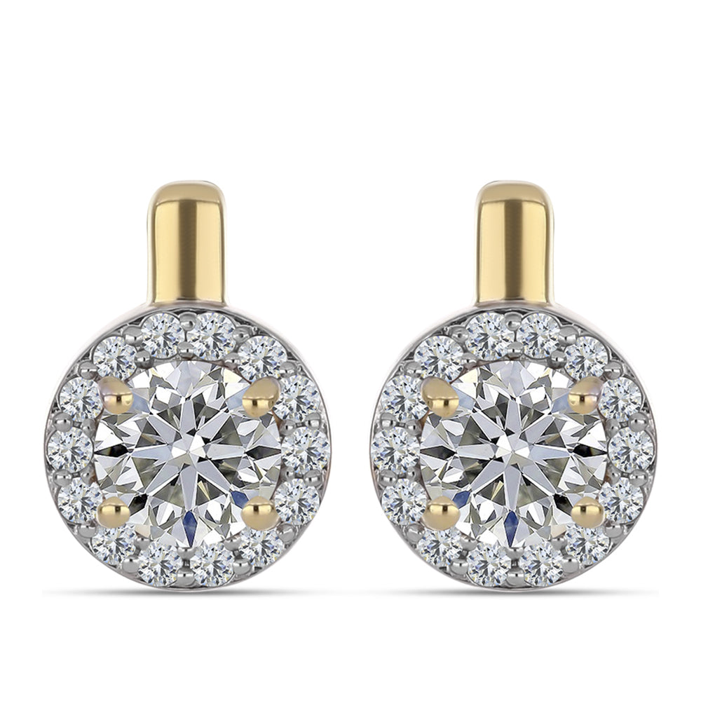 Pendientes de Plata Bañada en Oro con Diamante certificado y cultivado en laboratorio