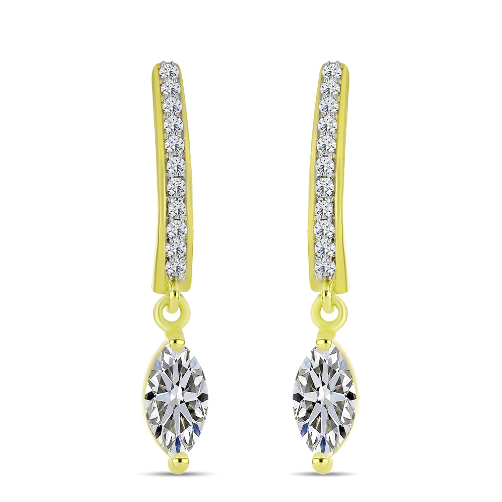 Pendientes de Plata Bañada en Oro con Diamante certificado y cultivado en laboratorio y Topacio Blanco