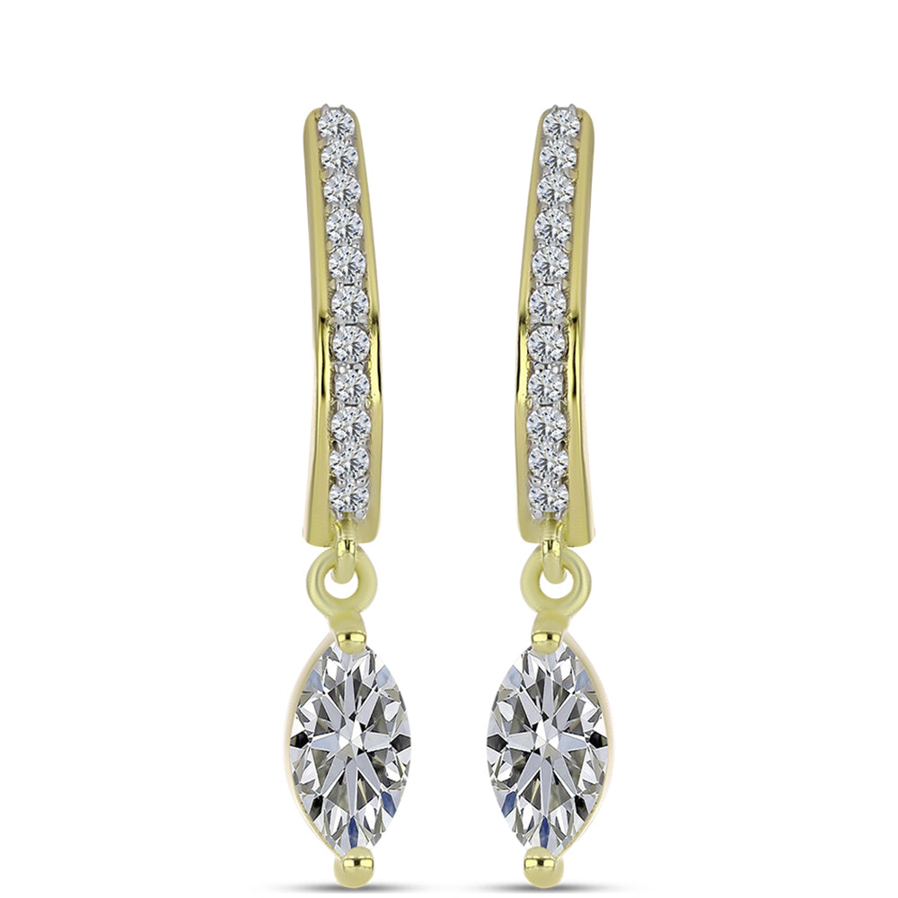 Pendientes de Plata Bañada en Oro con Diamante certificado y cultivado en laboratorio y Topacio Blanco