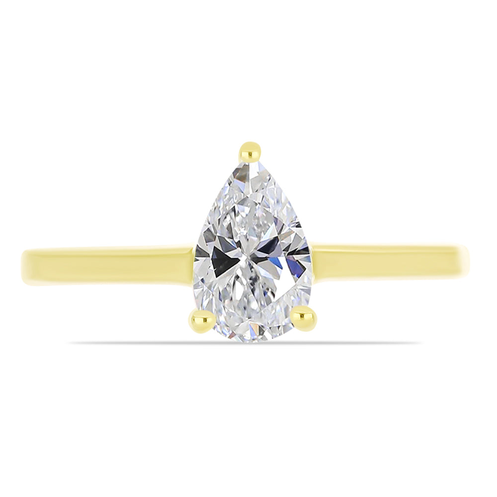 Anillo de Plata Bañada en Oro con Diamante certificado y cultivado en laboratorio