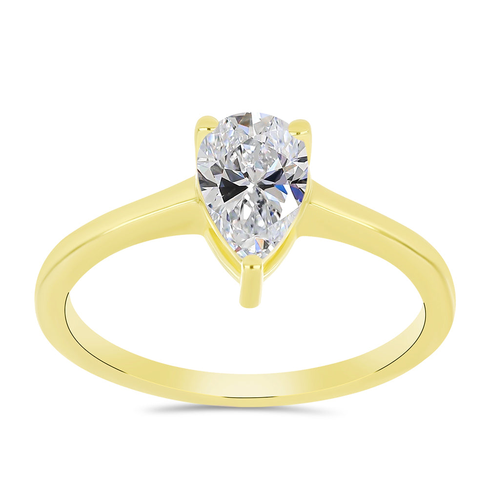 Anillo de Plata Bañada en Oro con Diamante certificado y cultivado en laboratorio 7 