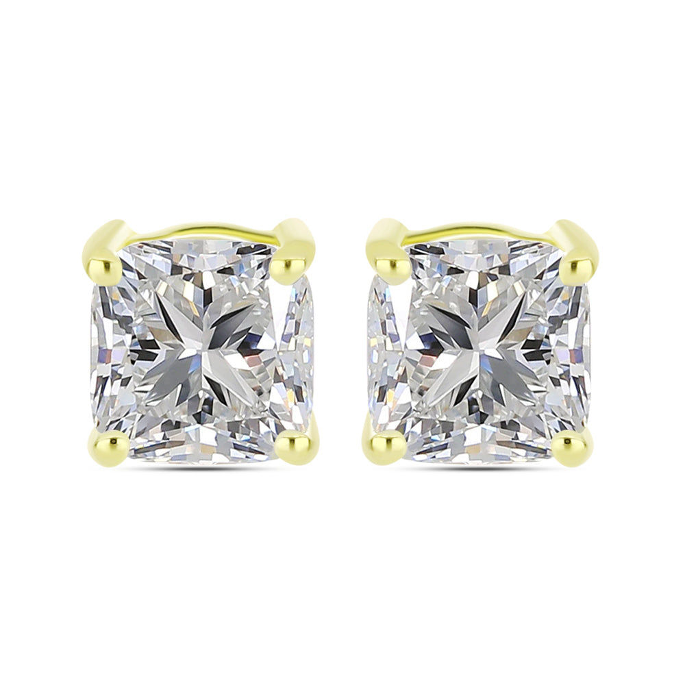 Pendientes de Plata Bañada en Oro con Diamante certificado y cultivado en laboratorio