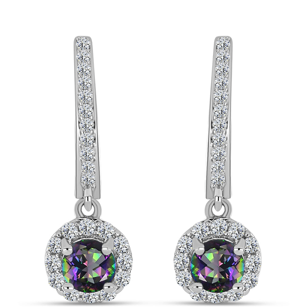 Pendientes de Plata con Cuarzo Místico Verde de Brasil y Topacio Blanco