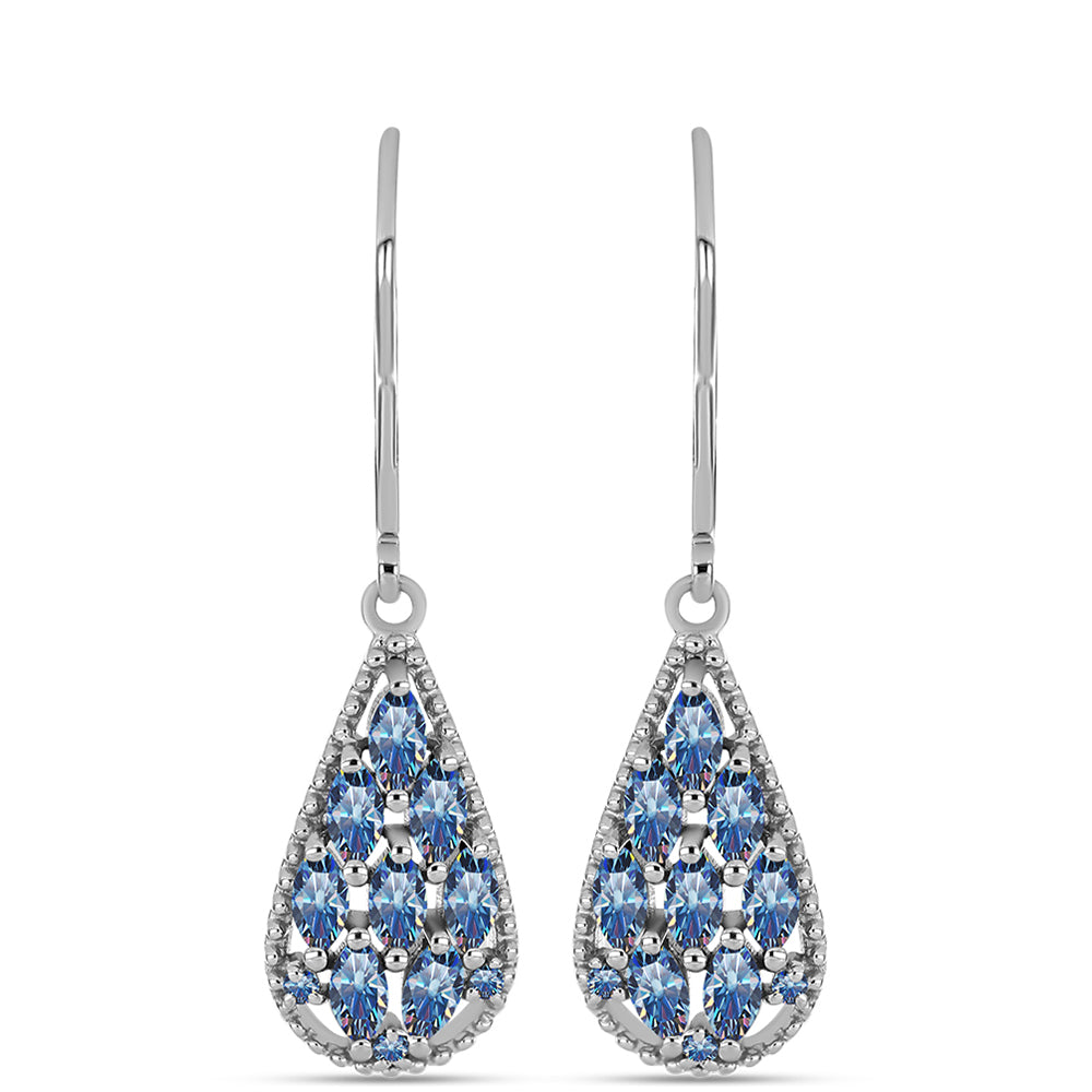 Pendientes de Plata con Moisanita azul océano