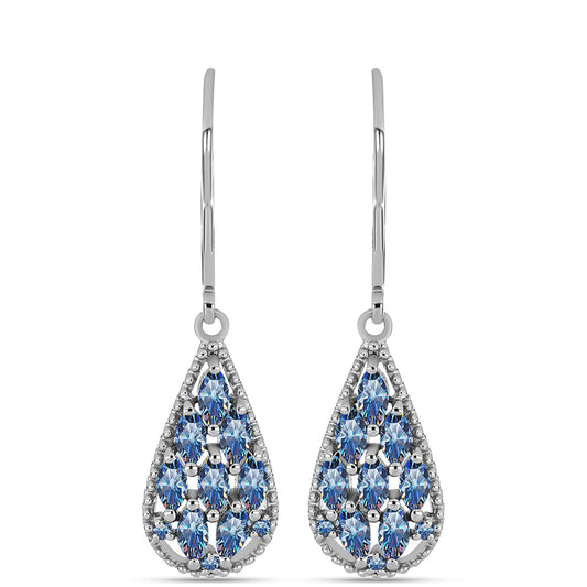 Pendientes de Plata con Moisanita azul océano