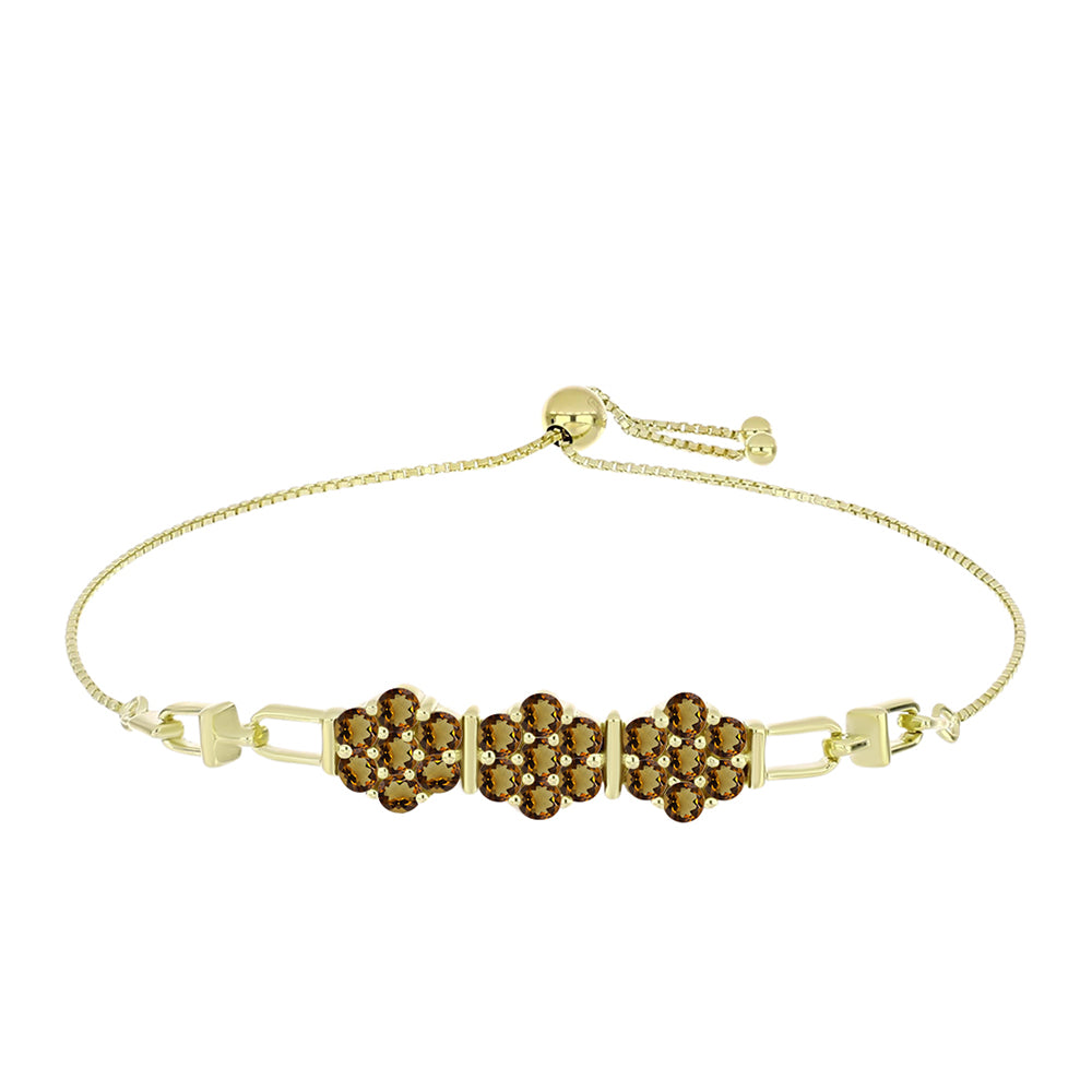 Pulsera de Plata Bañada en Oro con Cuarzo Coñac 1 