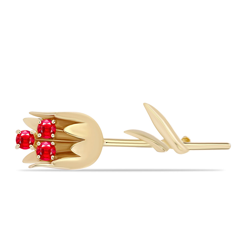 Broche de Plata Bañada en Oro con Ágata Roja