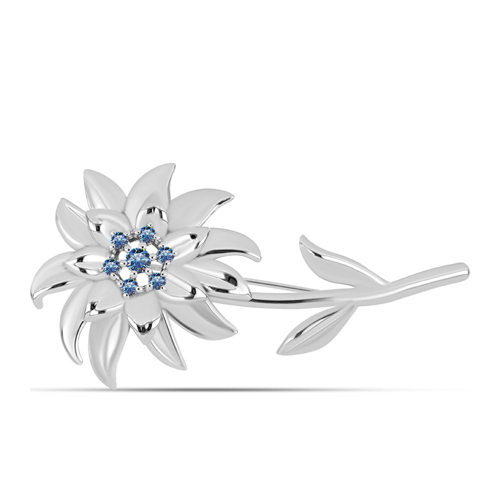 Broche de Plata con Moisanita azul océano 1 