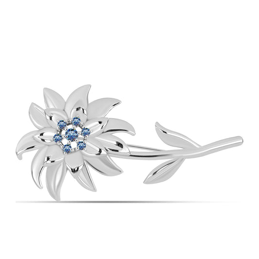 Broche de Plata con Moisanita azul océano