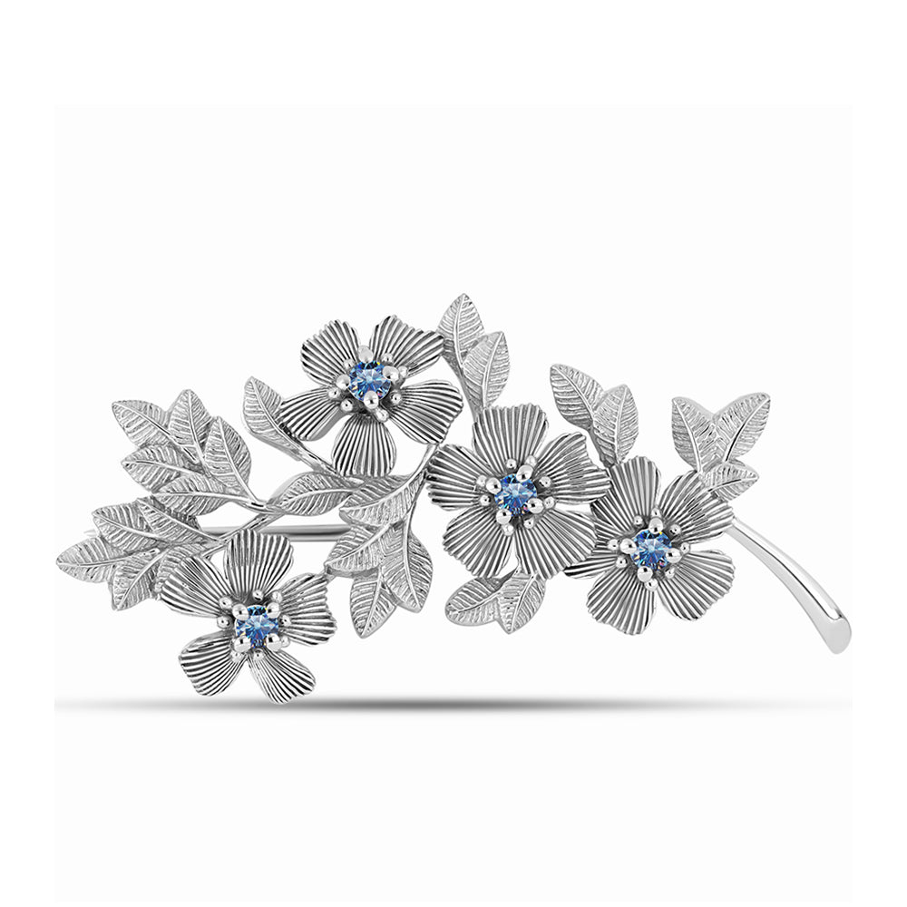Broche de Plata con Moisanita azul océano 1 