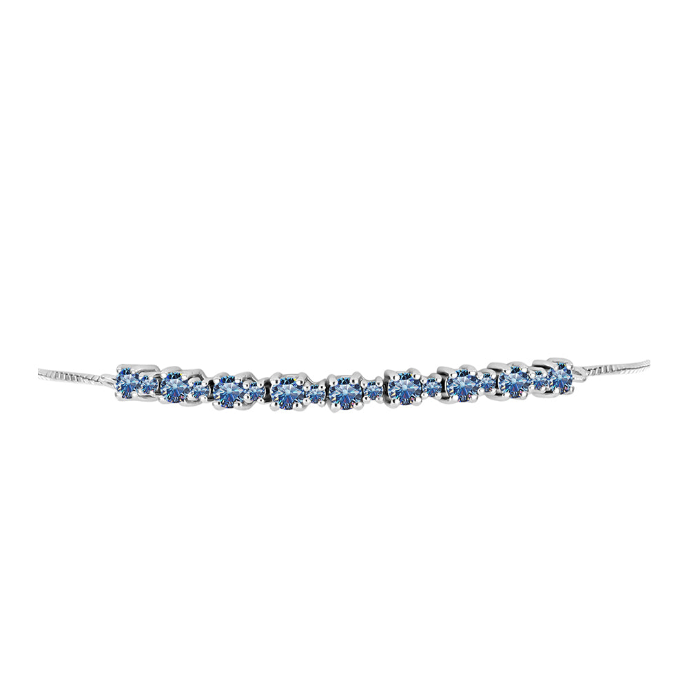 Pulsera de Plata con Moisanita azul océano 2 