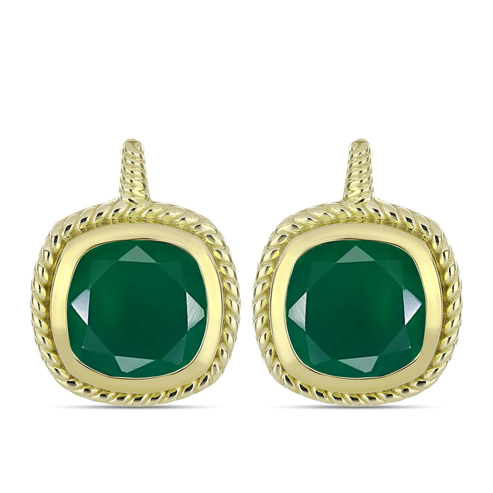 Pendientes de Plata Bañada en Oro con Ágata Verde 1 