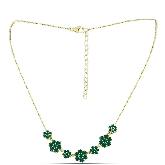 Collar de Plata Bañada en Oro con Ágata Verde