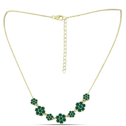 Collar de Plata Bañada en Oro con Ágata Verde