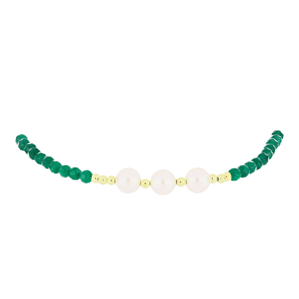 Pulsera de Plata Bañada en Oro con Ágata Verde y Perla de Agua Dulce 2 