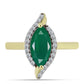 Anillo de Plata Bañada en Oro con Ágata Verde y Topacio Blanco