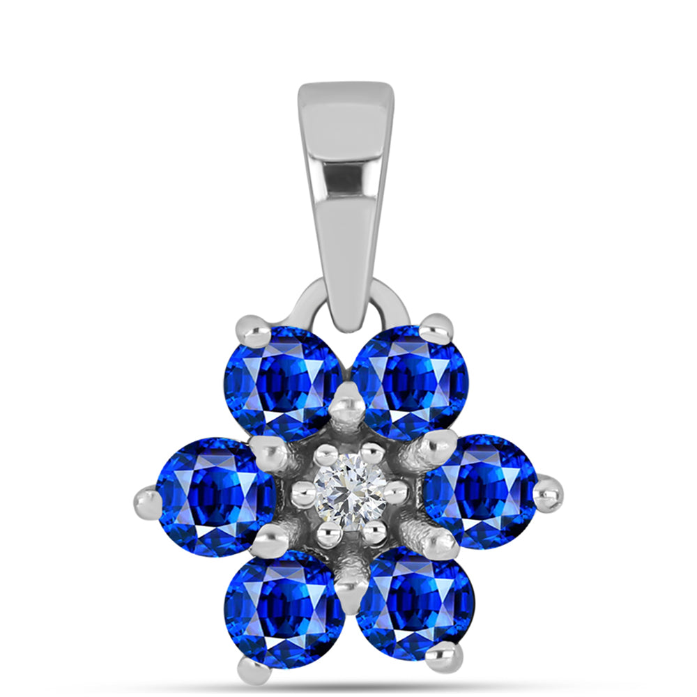 Colgante de Plata con Zafiro Azul Australiano y Topacio Blanco 1 