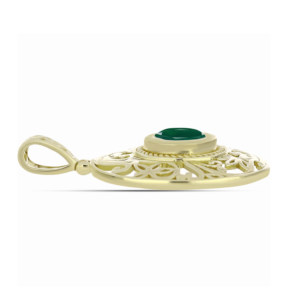 Colgante de Plata Bañada en Oro con Ágata Verde