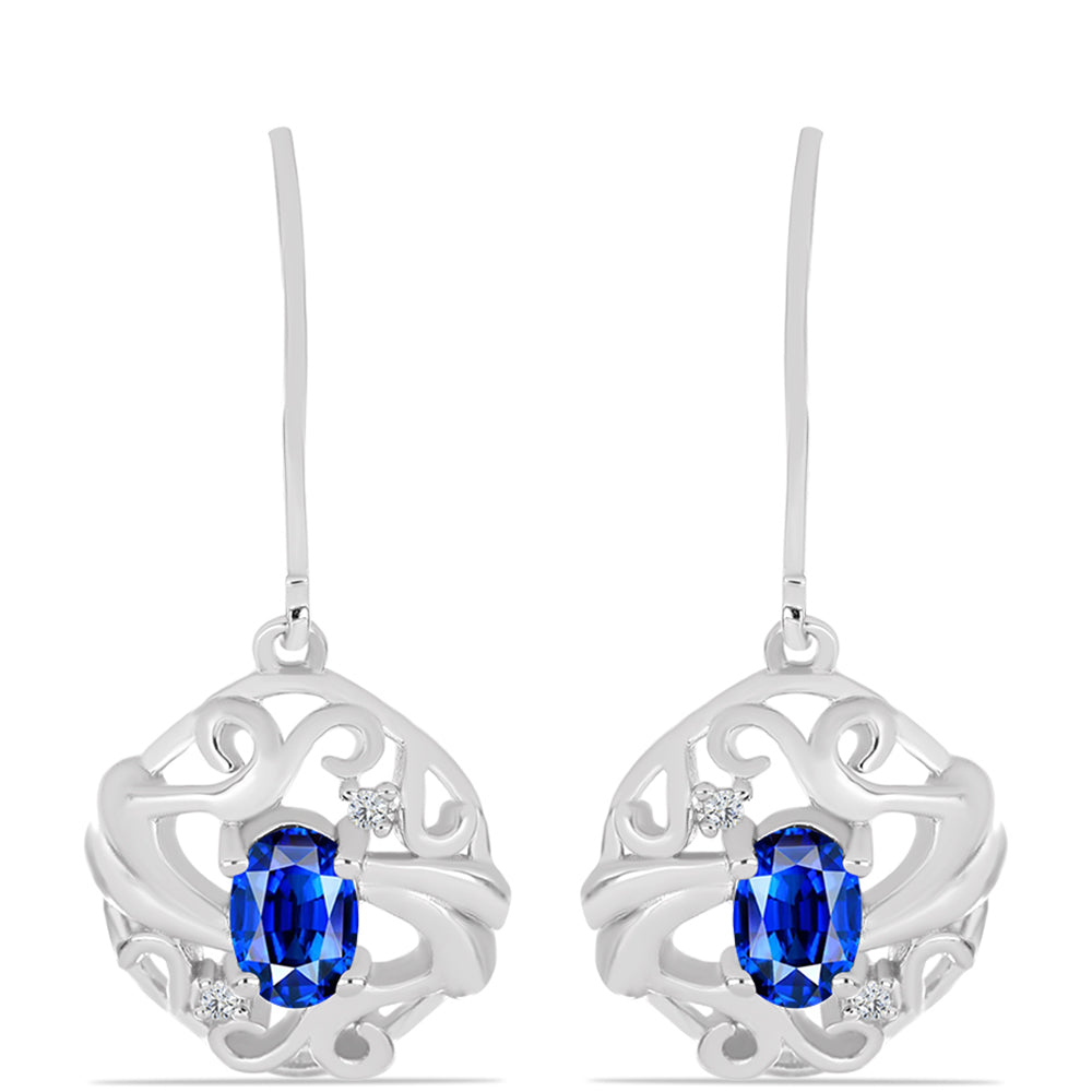 Pendientes de Plata con Zafiro Azul Australiano y Topacio Blanco