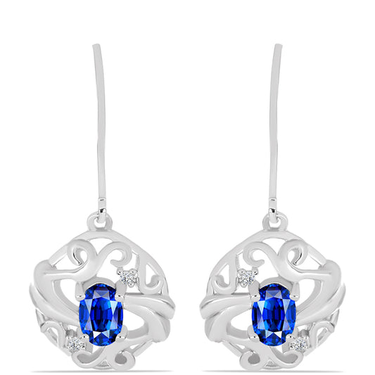 Pendientes de Plata con Zafiro Azul Australiano y Topacio Blanco