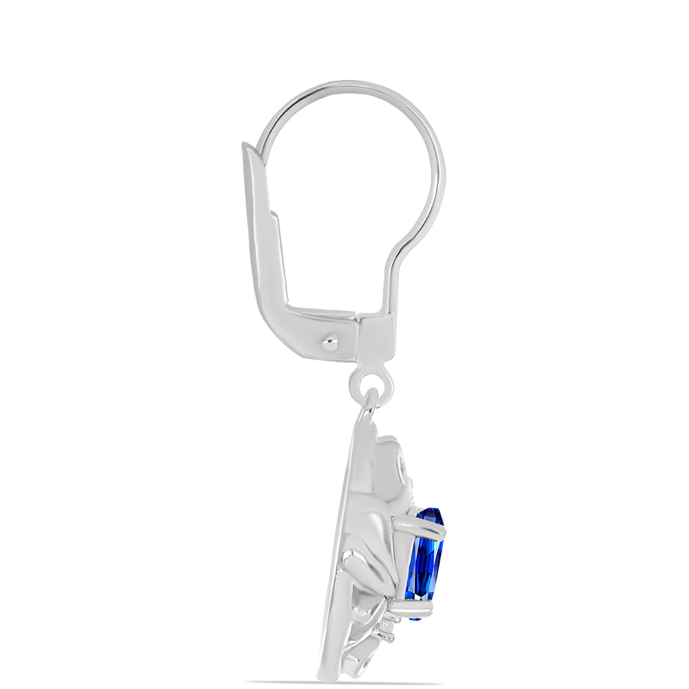 Pendientes de Plata con Zafiro Azul Australiano y Topacio Blanco 4 