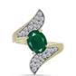 Anillo de Plata Bañada en Oro con Ágata Verde y Topacio Blanco