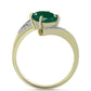 Anillo de Plata Bañada en Oro con Ágata Verde y Topacio Blanco