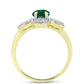 Anillo de Plata Bañada en Oro con Ágata Verde y Topacio Blanco