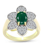 Anillo de Plata Bañada en Oro con Ágata Verde y Topacio Blanco