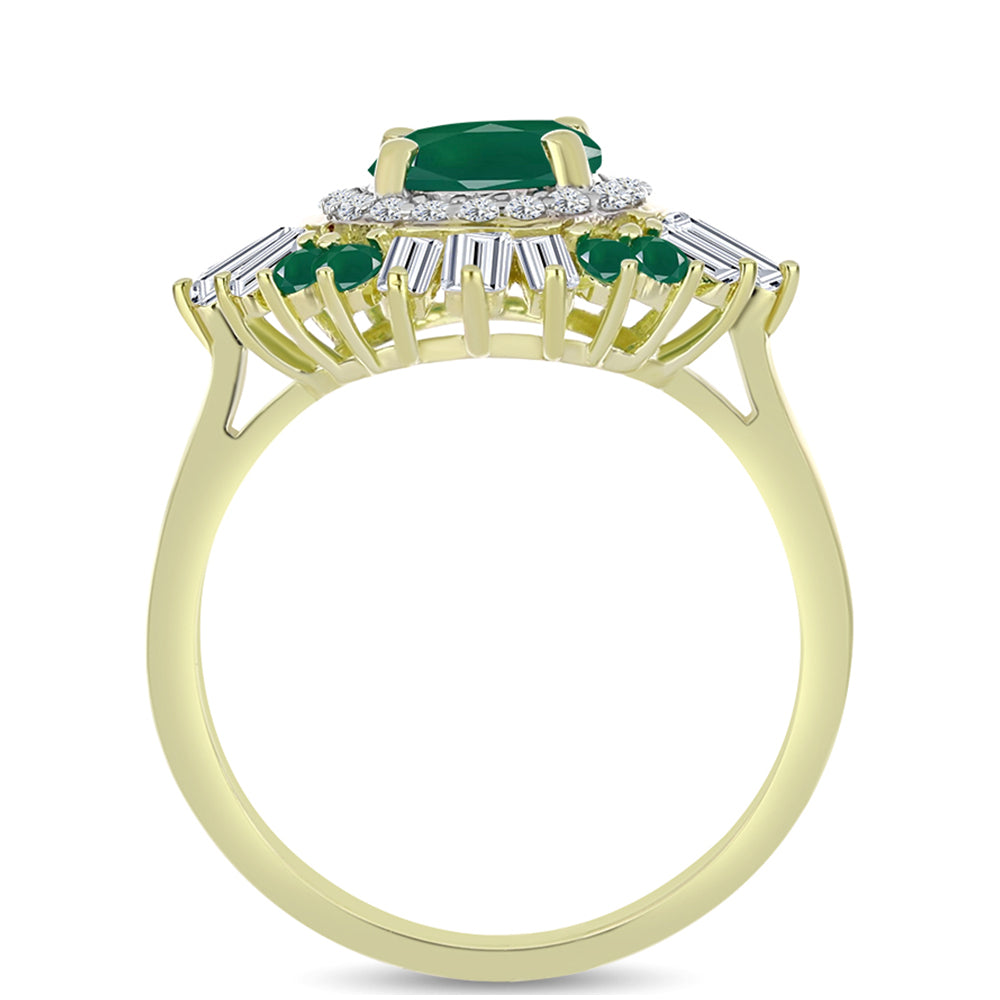 Anillo de Plata Bañada en Oro con Ágata Verde y Zircón Blanco 2 
