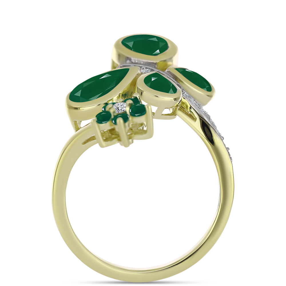 Anillo de Plata Bañada en Oro con Ágata Verde 6 
