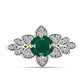 Anillo de Plata Bañada en Oro con Ágata Verde y Topacio Blanco