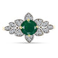 Anillo de Plata Bañada en Oro con Ágata Verde y Topacio Blanco
