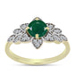 Anillo de Plata Bañada en Oro con Ágata Verde y Topacio Blanco