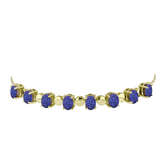 Pulsera de Plata Bañada en Oro con Drusa Purpura