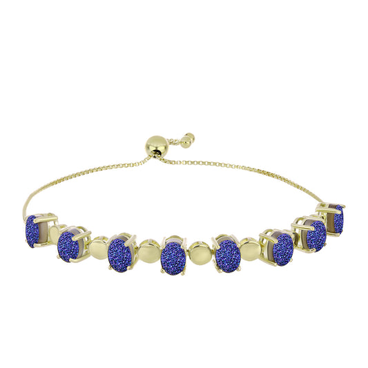 Pulsera de Plata Bañada en Oro con Drusa Purpura